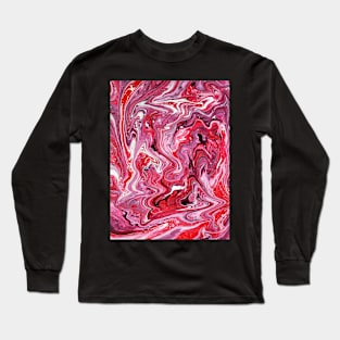 Strawberry Cream - Acrylic Pour Painting Long Sleeve T-Shirt